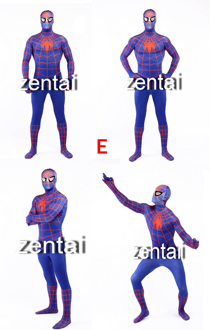 Halloween Spiderman Blue Color Cosplay Zentai Suit