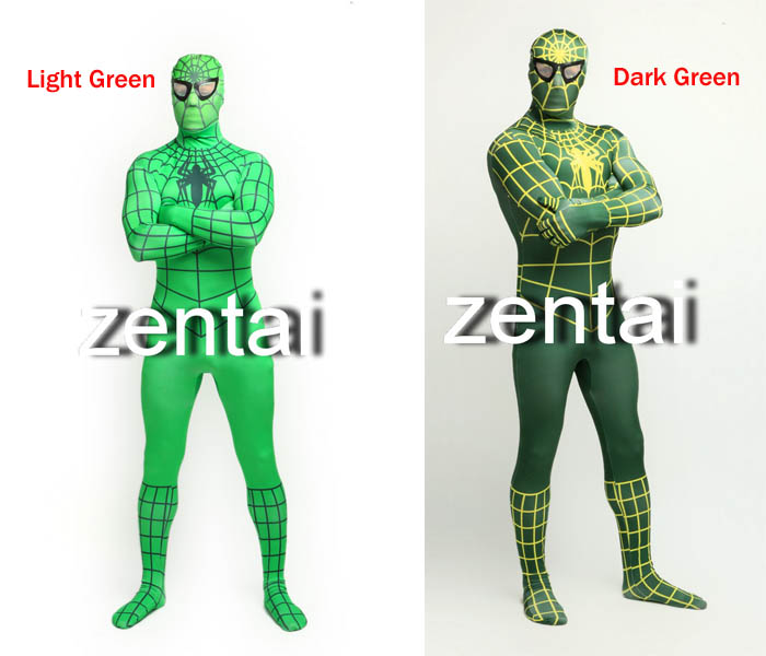 Halloween Spiderman Green Full Body Cosplay Zentai Suit