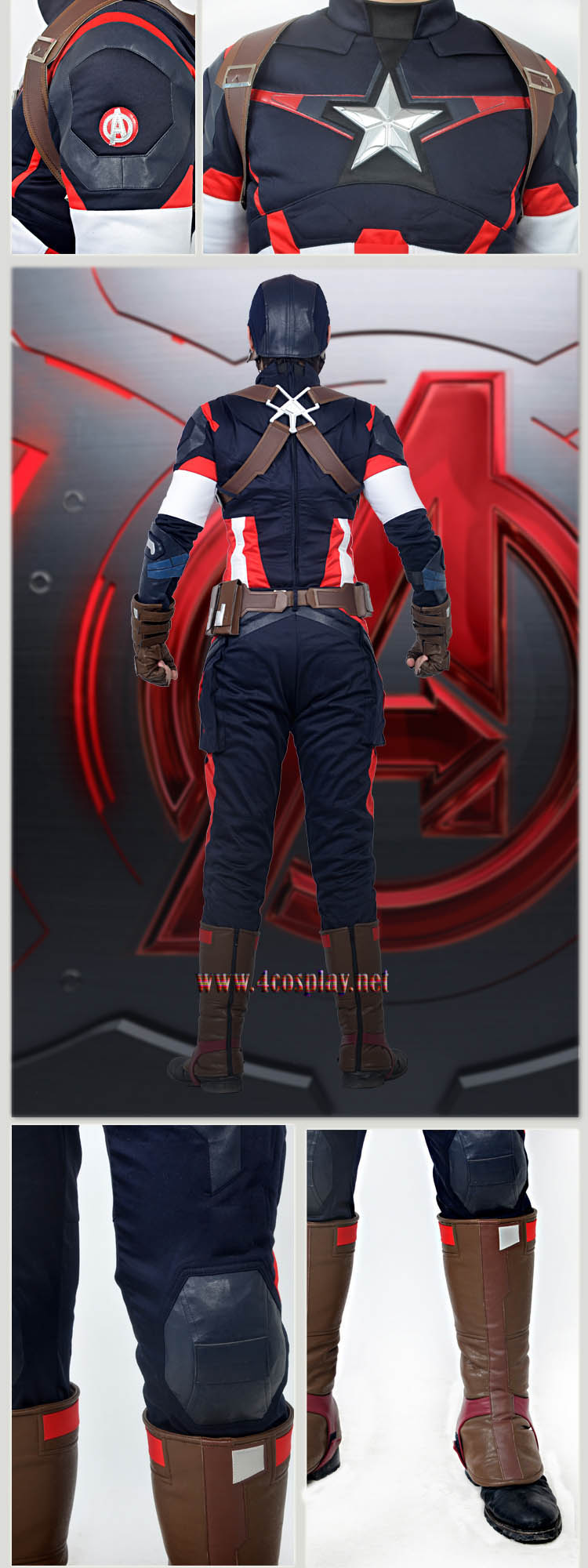 Mavel Movie Avengers Age of Ultron Captain America Cosplay Costume