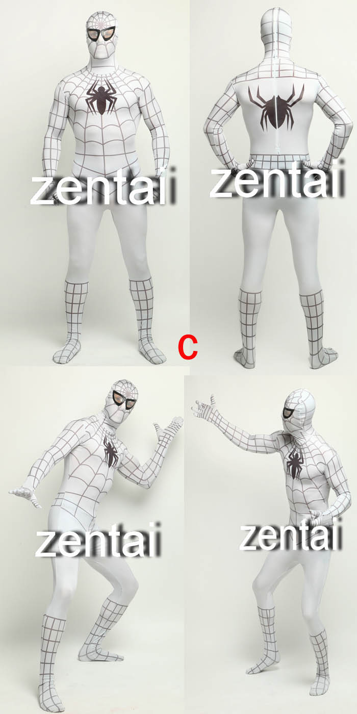  Spiderman Grey Color Full Body Cosplay Zentai Suit