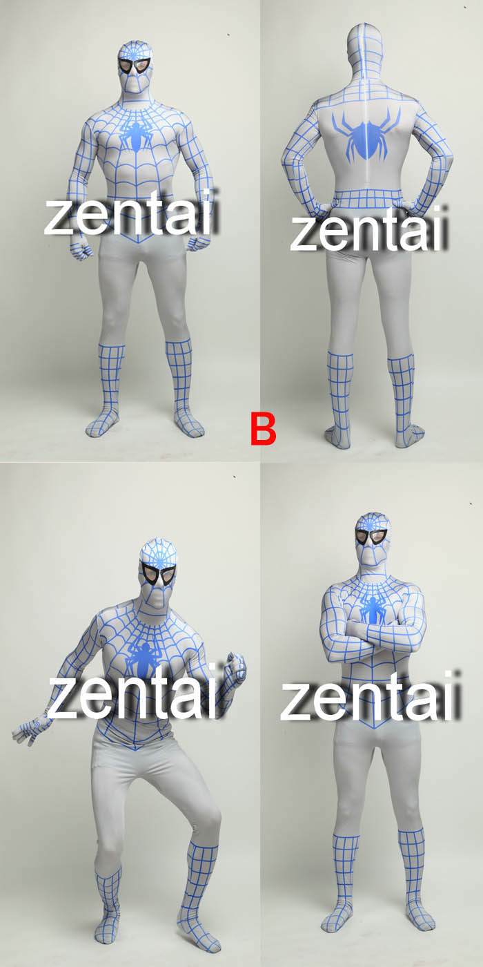  Spiderman Grey Color Full Body Cosplay Zentai Suit