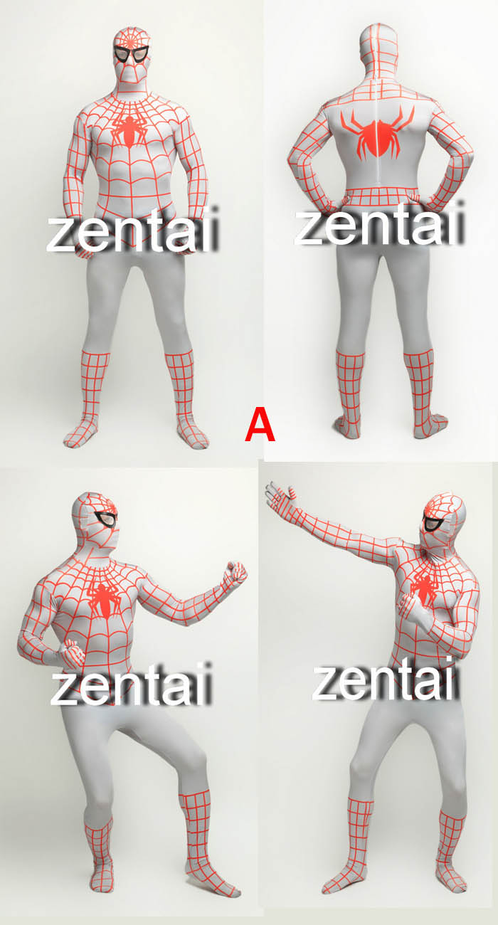  Spiderman Grey Color Full Body Cosplay Zentai Suit