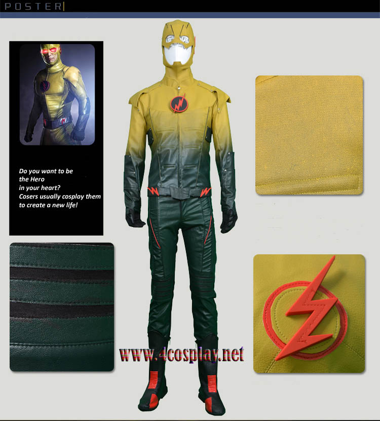 The Flash Cosplay Reverse Flash Cosplay Leather Clothing Costume