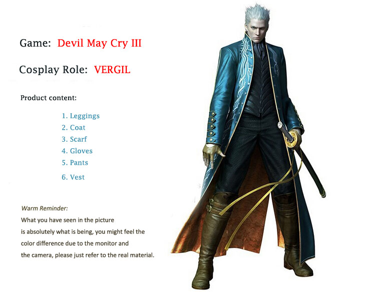 Deveil May Cry III Vergil Cosplay Costume